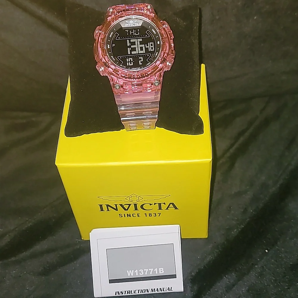 NEW NIB Invicta Racing Burnout Digital Men's Watch‎ - 52mm (PF21223) Pink 49047